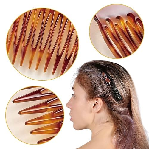 HYFEEL Hair Side Combs - Small French Side Hair Comb Clips for Women Decorative French Twist Hair Styling Accessories -4 Pcs (Tortoise, Brown) thumbnail 4