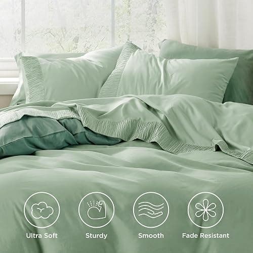 Bedsure Full Size Bed Sheets - 4 Pieces Soft Full Sheet Set - Breathable & Cooling - Hotel Luxury - Easy Care Polyester Microfiber Bedding for Women, Men, Sage Green thumbnail 3