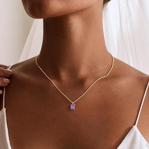 Eaciy Christmas Gifts for Grandkids Teen Girls - 18K Gold Plated Birthstone Necklace Stocking Stuffer for Teen Girls Birthday Gifts for 5 6 7 8 9 10 11 Year Old Girl thumbnail 3