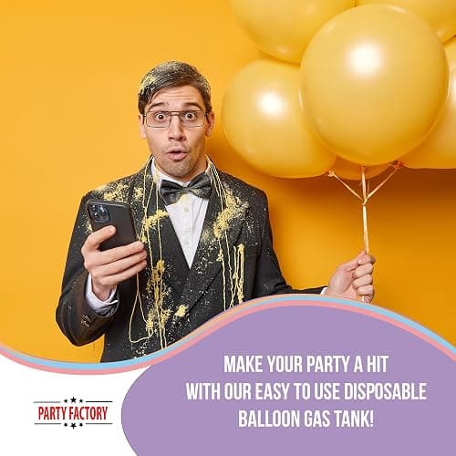 Party Factory Helium balloon gas for up to 50 balloons | helium bottle 14.1 cu gas filling foil balloons | party wedding thumbnail 7