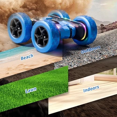 Zalneo Remote Control Stunt Car 4WD 360° Flip Double‑Sided RC Cars, LED Light Bar, USB‑C Modular Battery, 2.4 GHz Outdoor Beach Toy for Boys 6‑12 Years Old, Birthday & Christmas Kids Gift, Blue thumbnail 7