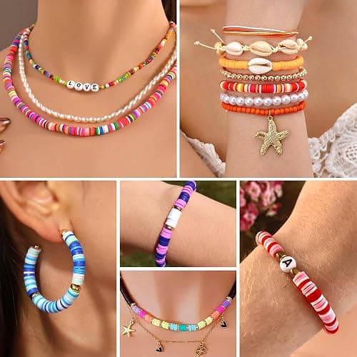 Redtwo 6200 Clay Beads Bracelet Making Kit, 24 Colors Flat Preppy Beads for Friendship Bracelets, Polymer Clay Bead with Charms for Jewelry Making, Crafts Gifts for Girls Ages 6-12 thumbnail 3