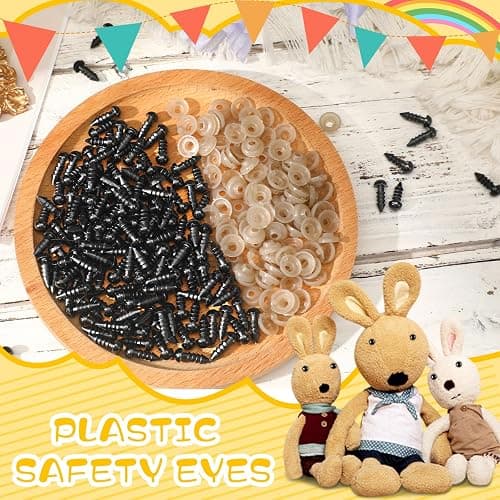 UPINS 600 Pieces 6MM Safety Eyes with Washers Black Plastic Safety Eyes for Amigurumi Doll Crochet Eyes for DIY Crafts Stuffed Animals Making Supplies thumbnail 6