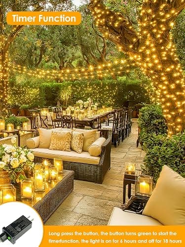 66Ft 200 LED Fairy Lights Plug in, Waterproof String Lights Outdoor & Indoor 8 Modes Christmas Light Bedroom Decor, Timer Twinkle Lights for Girl's Room Garden Party Christmas Decorations (Warm White) thumbnail 4