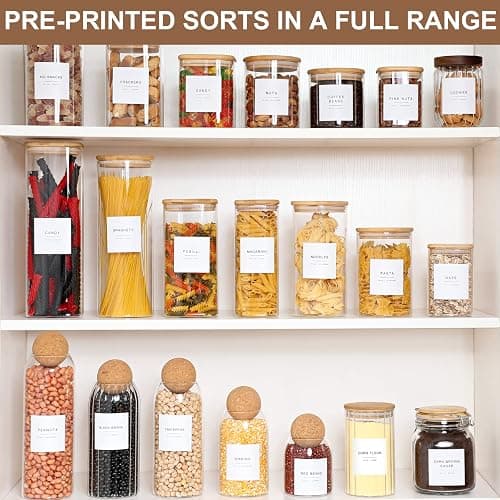 308 Kitchen Pantry Labels for Food Containers, 3 Sizes White Minimalist Labels for Organizing, Food Label for Jars, Storage Bins, Preprinted Waterproof Pantry Label for Containers thumbnail 8