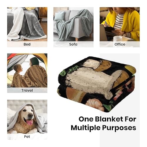 Mushroom Blanket Gifts for Women Soft Cozy Fleece Flannel Mushroom Throw Blanket All-Season for Sofa Couch Cottagecore Room Decor Blankets for Adults Teen 60"x50" Inches thumbnail 5