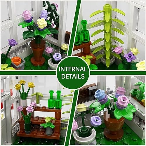 Girls Flower House Building Sets Compatible with Lego Friends Sets for Girls 8-12, Greenhouse Building Toys with LED Lights, Garden House Model, Christmas Holiday for Friends Kids Adults (484pcs) thumbnail 5