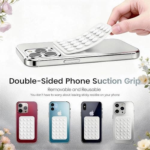 White OCTO BUDYY Silicone Suction Phone Case Mount, Silicon Adhesive Smartphones Stand Sticky, Hands-Free Phone Accessories Holder for Selfies and Videos Trending TikTok Items for iPhone thumbnail 5