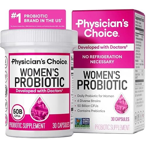 Physician's CHOICE Probiotics for Women - PH Balance, Digestive, UT, & Feminine Health - 50 Billion CFU - 6 Unique Strains for Her - Organic Prebiotics, Cranberry Extract+ - Women Probiotic - 30 CT - Image 1
