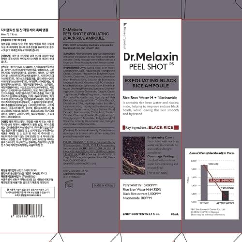 Dr.Melaxin Peel Shot Glow Black Rice Peeling Ampoule with Rice Extract & AHA BHA, Gentle Exfoliating Serum for Dead Skin Cells, Niacinamide & Hyaluronic Acid, Korean Skincare, 2.71 fl.oz thumbnail 9