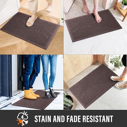HIYARD Sturdy Front Door Mat, Absorbent Muddy Dirt Resist Welcome Door Mats Outdoor Indoor, Stain and Fade Resistant, Non-Slip Backing Entry Mat Low Profile Doormat for Entryway, 29×17, Coffee thumbnail 4
