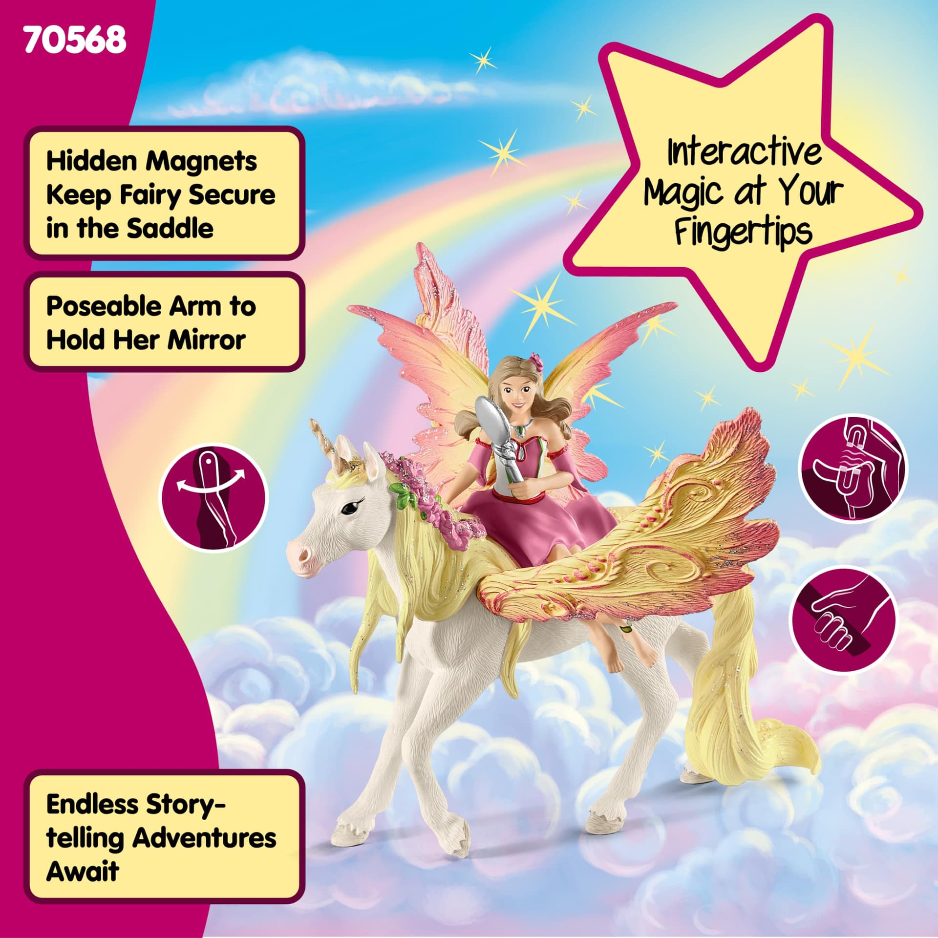 schleich BAYALA 70568 Pegasus Unicorn Feya Figure with Mirror and Magnet Gift for Girls and Boys Birthday Decoration and Collectible Figures from 5 Years | Set of 3 thumbnail 5