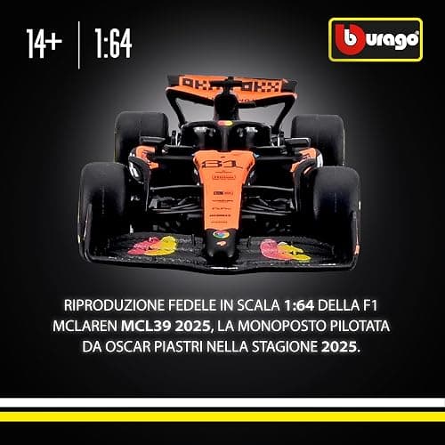 Bburago - F1 McLaren F1 MCL39 2025#81 Oscar Piastri, Auto Diecast in Scala 1:64, Replica Dettagliata Monoposto Formula 1, Colori Ufficiali McLaren, Blister da Collezione, Età Consigliata 14+ Anni thumbnail 3