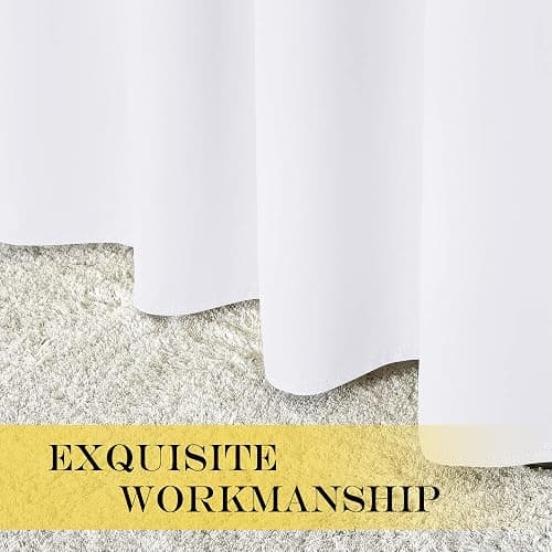 White Bedroom Curtain 72 inches Long - (50% Blackout) Grommet Sound Reducing Window Treatment Sound Reducing Privacy Thermal Drape Light Blocking for Living Room (1 Panel, W52 x L72) thumbnail 7