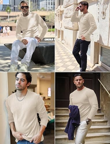 COOFANDY Mens Long Sleeve Shirts Thermal T-Shirt Slim Fit Crewneck Sweater Knitted Pullover Shirt thumbnail 3