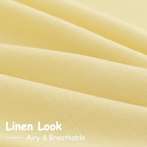 Yellow Linen Blend Drapes 84 Inch Length 2 Panels Set Back Tab Rod Pocket Light Filtering Privacy Semi Sheer Textured Curtain Neutral Farmhouse Decor for Living Room Bedroom Curtains 52x84 thumbnail 5