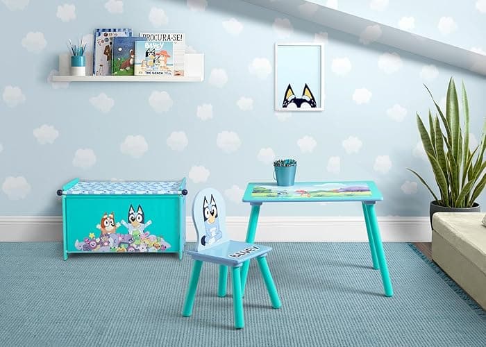 Delta Children Bluey 3-Piece Toddler Playroom Set – Includes Table, Chair and Toy Box, Blue - Bluey - Playroom Set thumbnail 2