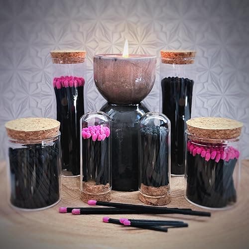 Thankful Greetings 2" All Black Matches in a Jar + Striker Stickers Included | 100 Black Stick Black Tip Decorative Safety Matches w/Cork Top Glass Holder | Gifts, Home Decor, & Candle Accessories thumbnail 6