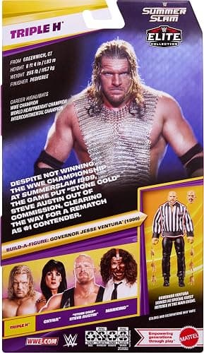 Mattel WWE Elite Collection Action Figure & Accessories, Premium Live Event Triple H Set, SummerSlam Series with Jesse “The Body” Ventura Build-A-Figure Parts​​​ thumbnail 6