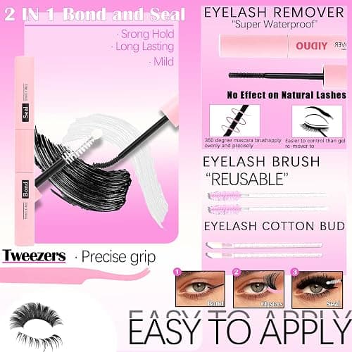 YIDUO 6 Styles Mix Lashes Clusters Kit 3 Box Cluster Lash Book Kit with 2X Bond&Seal 1520Pcs 100D/200D/300D Volume Individual Eyelash Extension Gift Packs for Beginners. DIY at Home Easily thumbnail 8