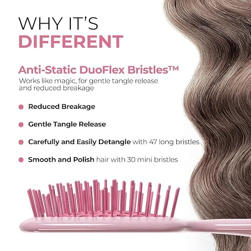 FHI Heat UNbrush Mini Detangler Brush for Pain-Free Brushing on All Wet or Dry Hair Types — Durable Duoflex Anti-Static Bristles, Lightweight Handle, Vented Mini Hair Brush thumbnail 4