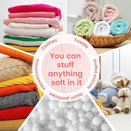 Honeydak Ribbed Rabbit Fur Stuffed Animal Storage Bean Bag Chair Cover (No Filler) Comfy Bean Bag Cover Without Filling or Home Bedroom Decor Organizing Plush Doll Textile Holder(Pink,L) thumbnail 7