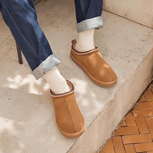 DREAM PAIRS Men's Slippers Genuine Suede Leather Cozy Indoor Outdoor Home Fuzzy Comfy Winter Slip On Cute Warm Memory Foam Furry Shoes FuzzyEasy thumbnail 4