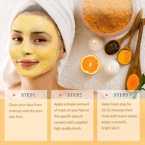 Vitamin C Face Mask with Kaolin Clay and Turmeric for Dark Spots, Dull Skin, Skincare Facial Mask for Controlling Oil and Refining Pores 5.29 Oz thumbnail 9