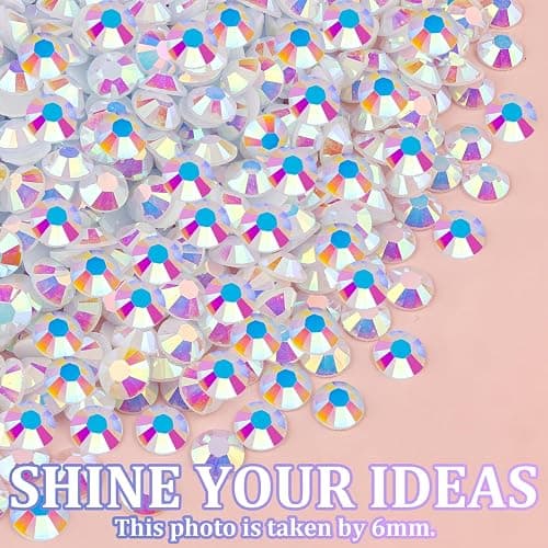 30000Pcs White AB Rhinestones for Bedazzling with B7000 Jewelry Glue, Bedazzler Kit Flatback Gems, Resin Rhinestones for Crafting Crafts Clothing Shoes Fabric Nail Art Assorted Size 2/3/4/5/6mm thumbnail 7