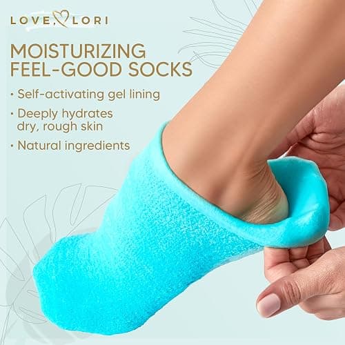 Moisturizing Socks - Gel Silicone Aloe Spa Socks (Up to Size 8.5) Infused with Vitamin E & JoJoba Oil - Self Care Gifts for Women, Spa Gifts for Women, Stocking Stuffers for Adults thumbnail 2