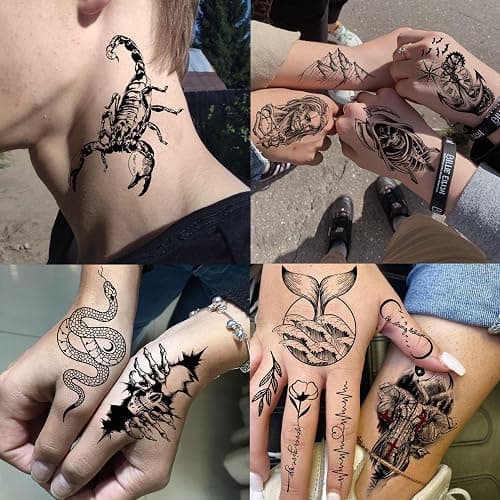 75 Sheets Skull Temporary Tattoos For Men Adults Forearm, Halloween Zeus God Lion Poseidon Half Arm Sleeve Tattoo For Women Jesus Christ Skeleton Dragon Owl, Realistic Fake Tattoo Stickers Wolf Tiger thumbnail 7