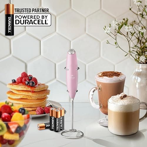Zulay Powerful Milk Frother (4 Duracell Batteries Included) - Handheld Milk Frother Wand Drink Mixer for Coffee - Powerful Milk Foamer for Cappuccino, Frappe, Matcha & Creamer - Cotton Candy thumbnail 2