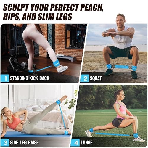 KUZARO Ankle Resistance Bands with Cuffs, Ankle Weights Bands for Working Out, Women Leg and Glutes Workout Equipment, Exercise Bands for Kickbacks, Butt and Booty Trainer, Home Gym Fitness Equipment thumbnail 6