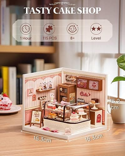Rolife Super Creator Kits Tasty Cake Shop, Tiny House Building Blocks for Little Dolls, DIY Plastic Mini House Model Building Kits for Teens Aged 14+, DIY Crafts/Hobbies for Adults (Tasty Cake Shop) thumbnail 2