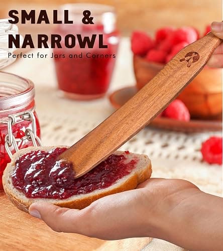 Skinny Spurtle for Sourdough Starter, Mixing, Reaching Bottom of Jar, Dough Whisk, Natural from High Moist Resistance Teak, Spurtles Kitchen Tools Wooden Kitchen Utensils for NonStick Cookware thumbnail 5