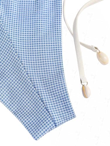 seamoly Women’s Cute Tankini Set Gingham Two Piece Swimsuits with Bow Back Tie Side Bottom thumbnail 7