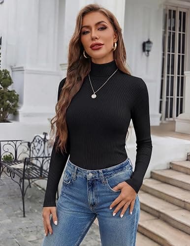 Ekouaer Womens Turtleneck Tops Winter Ribbed Long Sleeve Shirts | Casual Basic Underscrub, Fitted Thermal Underwear, Stretchy Lightweight Undershirts, High Neck Fall Fashion Clothes 2026 thumbnail 2