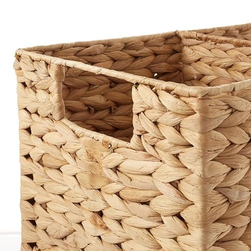 Casafield Stair Step Basket with Handles, Natural - Woven Water Hyacinth Staircase Basket Storage Bin Organizer thumbnail 6