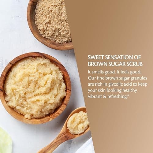 Brown Sugar Scrub Face Foot & Body Exfoliator Infused with Collagen and Stem Cell Exfoliating Salt Body Scrub for Toning Skin Cellulite Skin Care, 12oz by M3 Naturals thumbnail 6