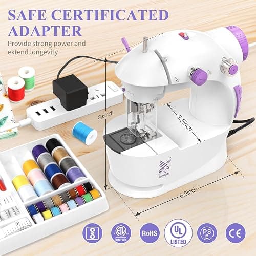 KPCB Tech Sewing Machine for Beginners [Full Set] with Finger Guard and Fabric Bundles - Mini Sewing Machine with Sewing Kits, Foot Pedal, US Adapter and Extension Table thumbnail 3