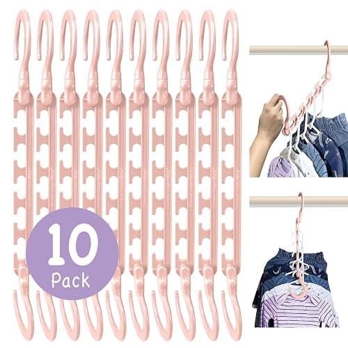 Wonder Hanger Max 10-Pack Space Saving Hangers, Reinforced Hooks Swivels 360°, Cascading Hanger, Teens, College Dorms, Kids & Closet Organizer, Assembled – Pastel Pink thumbnail 6
