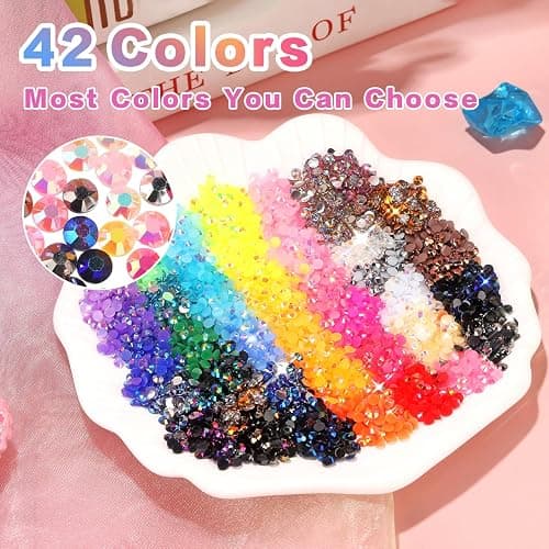 ALTRJO 52000Pcs 42 Colors Resin Jelly Rhinestones for Bedazzling, 3mm Multicolor Resin Flatback Gems for Diamond Art, Bedazzler Kit with 3Pcs 10ml B7000 Jewelry Glue for DIY Crafting Shoes Nail Art thumbnail 3