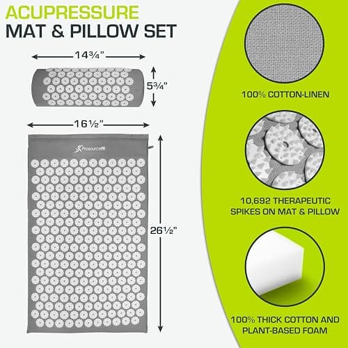 ProsourceFit Acupressure Mat and Pillow Set for Back/Neck Pain Relief and Muscle Relaxation thumbnail 2