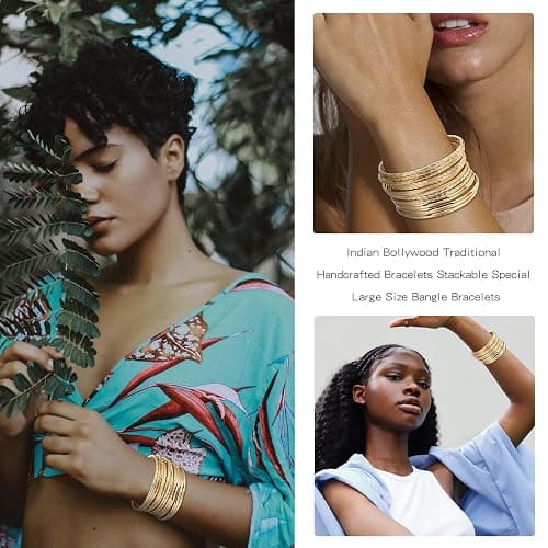 RINTOLER 16Pcs Gold Bangle Bracelets for Women - Multi Layer Stackable Textured Bracelets Boho Jewelrys Set. thumbnail 3