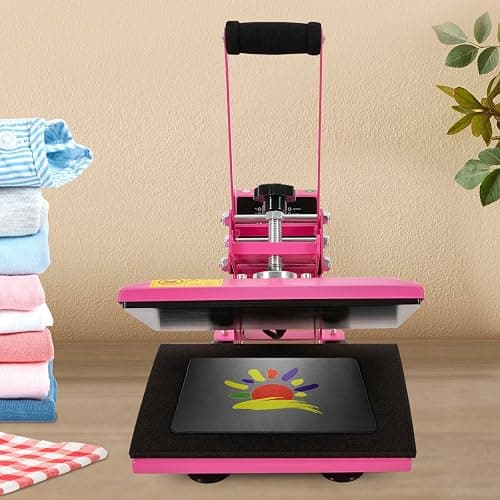 Heat Press Machine 11.8 * 9inch, 700W Heat Press Machine 4 Heating Tubes with Silicone Suction Cups and 0-752 ° F Temperature Adjustment for T Shirts, T Shirt Press Machine (Pink) thumbnail 2
