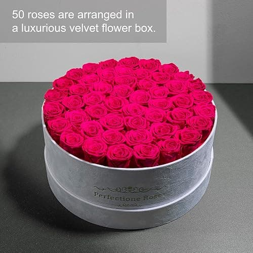 50 Piece Roses in a Velvet Box, Flowers for Delivery, Presereved Flowers Birthday Gifts for Women Mom and Wife (Radiant Pink) thumbnail 3