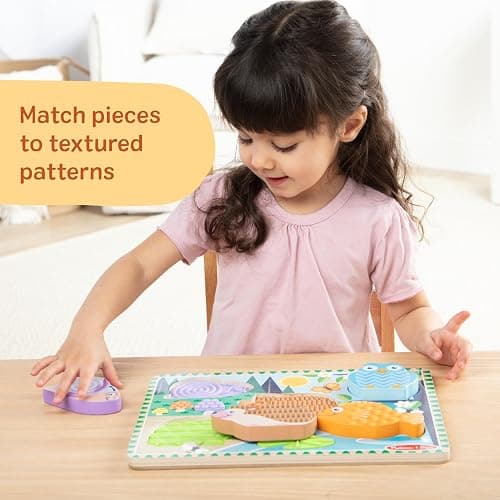 Melissa & Doug Forest Friends Touch & Feel Wooden Puzzle, 5-Piece Chunky Toddler Puzzles with Animals & Textured Silicone Puzzle Board Inlays, Preschool Toys for Girls & Boys Ages 2 and Up thumbnail 6