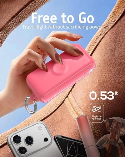 RORRY Flow Portable Charger 10000mAh 40W Wall Plug Power Bank Battery Pack | Built-in USB-C Cable, Keychain Design, Fast Charging, for iPhone 17/16/15, Apple Watch, iPad, 3-in-1, Travel Essential thumbnail 5