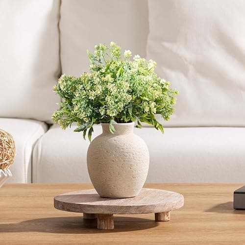 Vanselia Ceramic Flower Vase Home Decor - Small Farmhouse Table Vases Rustic Vintage Living Room Kitchen Bedroom Decorations for House Book Shelf Office Coffee Desk Dining Fireplace (6" Rustic) thumbnail 4