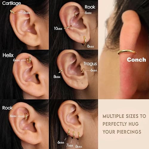 Small Gold Huggie Hoop Earrings Set for Women Men Hypoallergenic 14K Plated Stack Cartilage Earrings, Multiple Piercing Lightweight Mini Thin Cute Dainty Trendy Jewelry Set Gifts for Women thumbnail 4